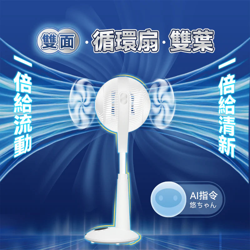 Yohome 5D全方位雙面雙葉對流淨化智能語音伸縮循環扇 PRO