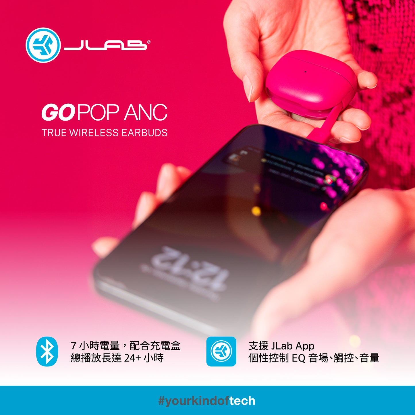 JLab Go Pop ANC 真無線降噪耳機