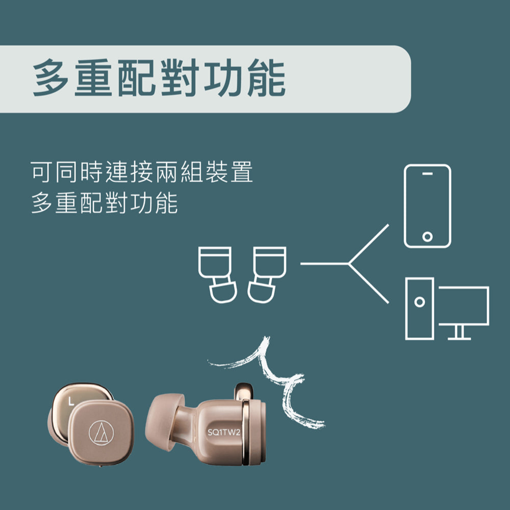 Audio-Technica 鐵三角 入耳式真無線耳機 ATH-SQ1TW2