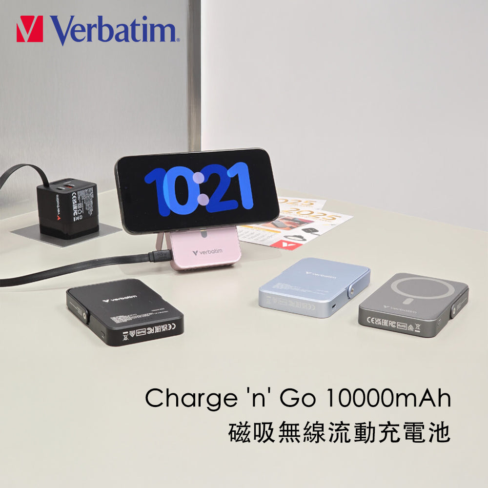 Verbatim Charge 'n' Go 10000mAh 磁吸無線流動充電池 (WPBGS10)