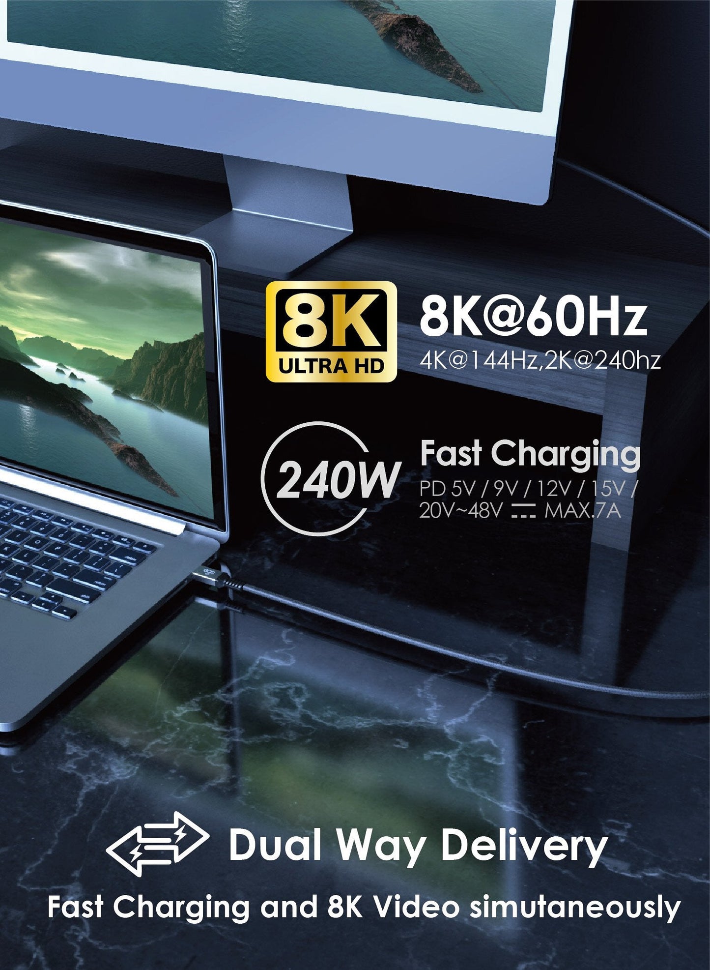 EGO Wiry Max 240W USB4.0 Type-C to C 數據線