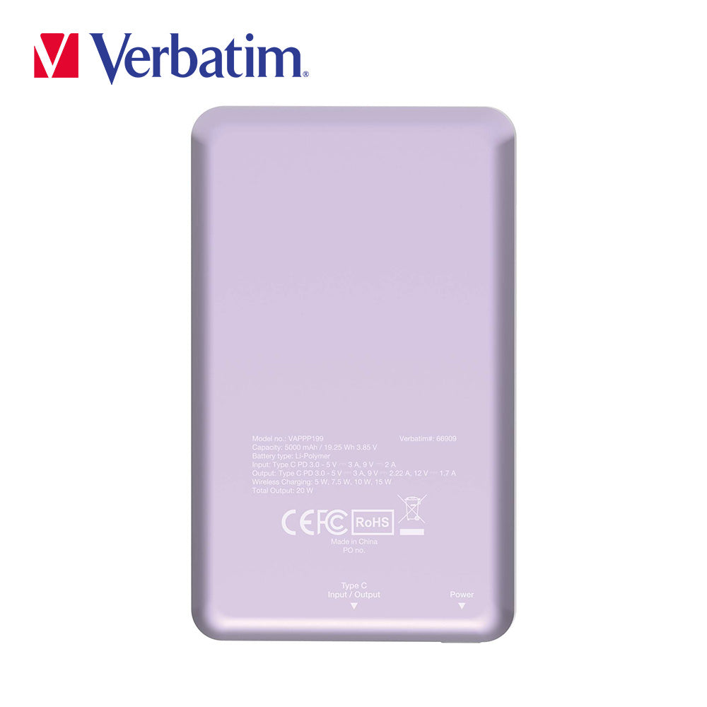 Verbatim 5000mAh 磁吸無線流動充電池(#66907)
