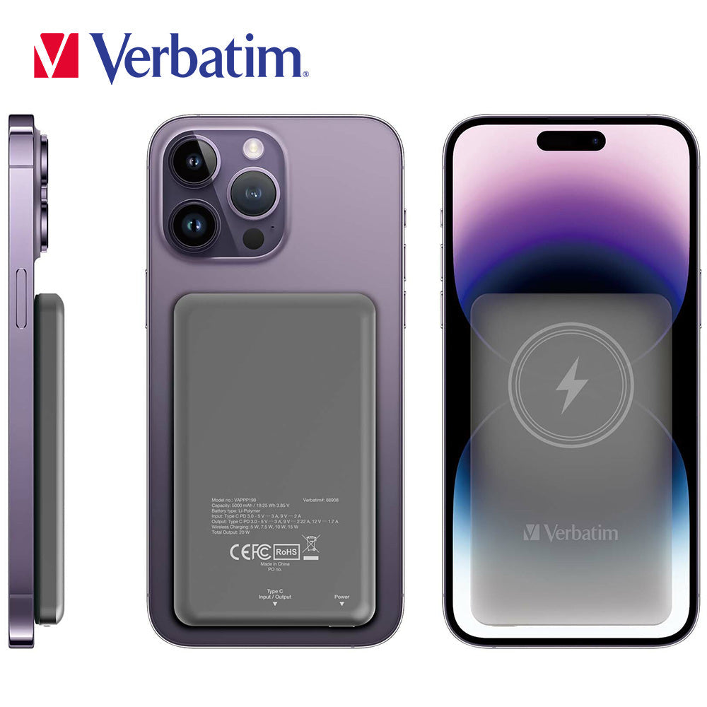 Verbatim 5000mAh 磁吸無線流動充電池(#66907)