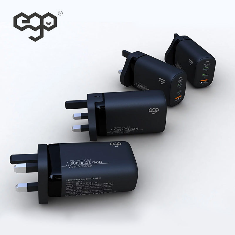 EGO 65W Superior GaN 3USB 充電器 A2018