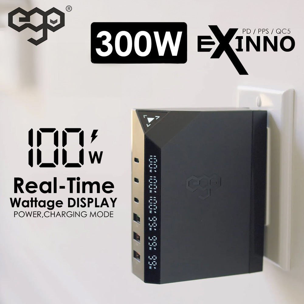 EGO EXINNO 300W 實時功率顯示 USB 旅行充電器 EX240