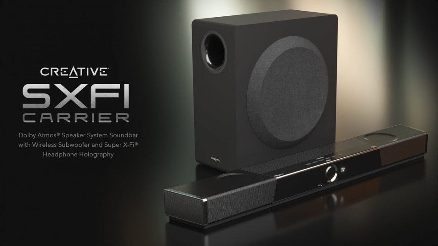 Creative SXFI CARRIER Dolby Atmos Soundbar + 重低音喇叭