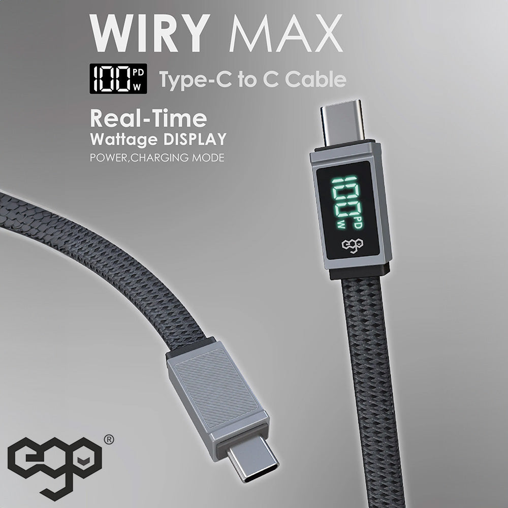EGO Wiry Max 100W C to C 即時速度顯示充電線