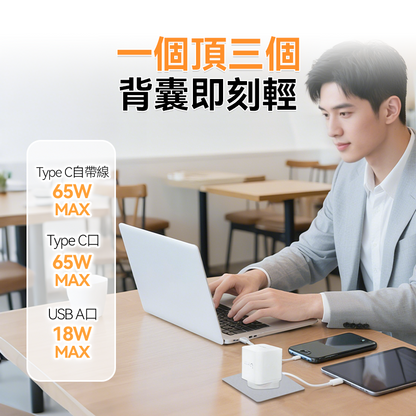 USATISFY GaN Mini65W 迷你伸縮線充電插頭