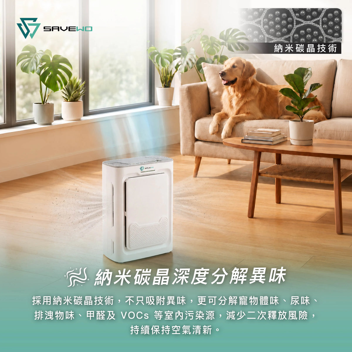 SAVEWO  強力吸毛寵物空氣淨化機 TGP-P1