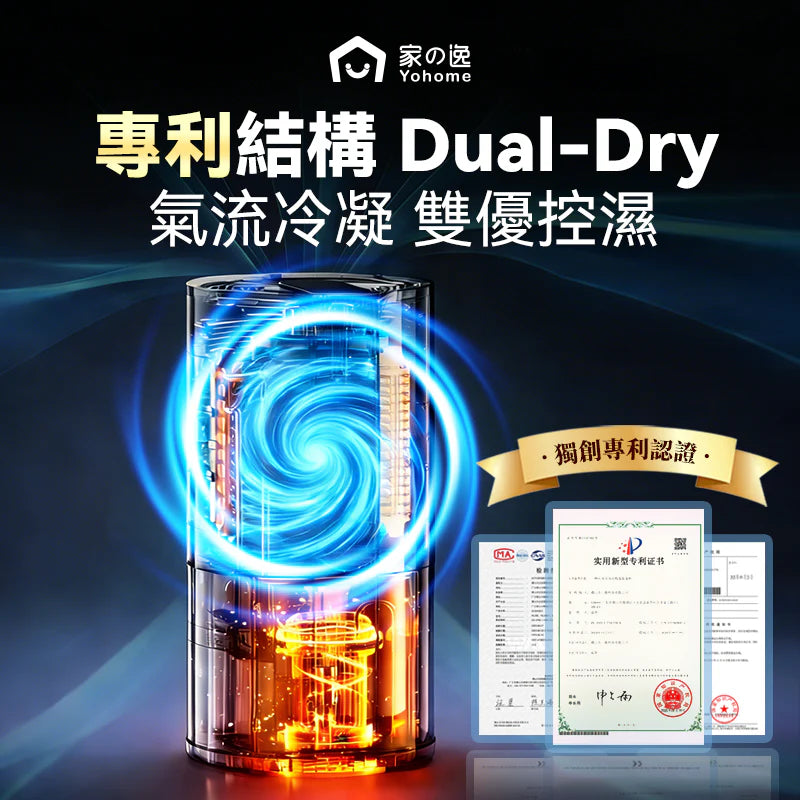 Yohome 轉輪式 Dual-Dry 專利四季控濕暖風乾衣 4L 大空間抽濕機
