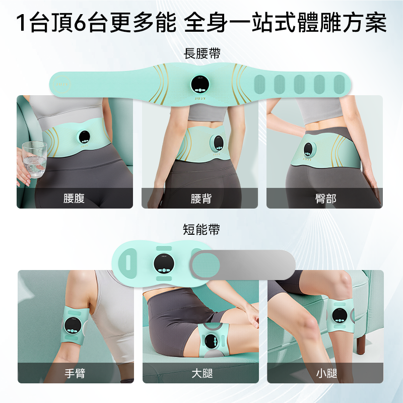 JUJY 無線穿戴式EMS變頻電流長短雙帶多部位燃脂塑形腰帶