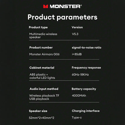 MONSTER Airmars G06 Multimedia Bluetooth Speaker 藍牙喇叭