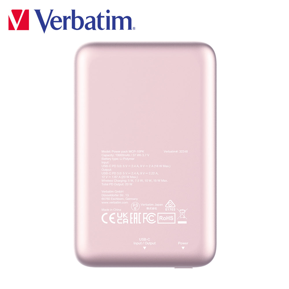 Verbatim 10000mAh MagSafe 磁吸無線流動充電池 (MCP-10)