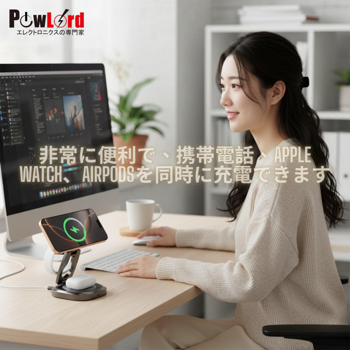 PowLord Mag-Fold Qi2.2 25W 3-in-1 鋅合金無線充電座
