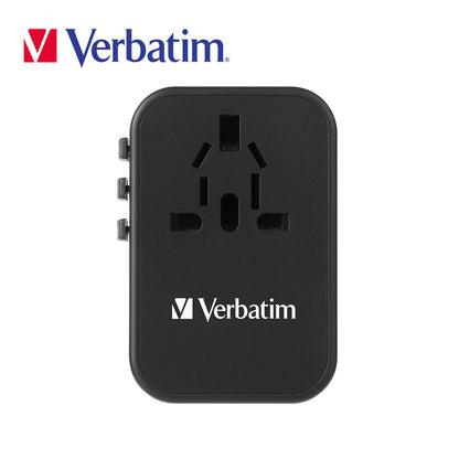 Verbatim 3 端口 65W PD 3.0 & QC 3.0 GaN 通用旅行轉插(#66851)