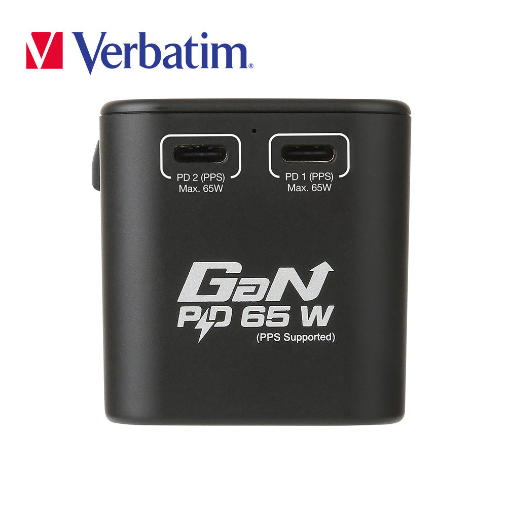 Verbatim 3 端口 65W PD 3.0 & QC 3.0 GaN 通用旅行轉插(#66851)