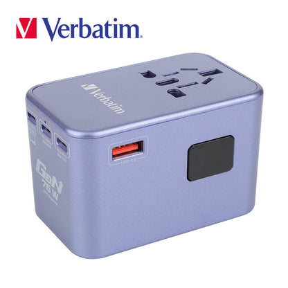 Verbatim 5 端口 75W PD 3.0 & QC 3.0 GaN 通用旅行轉插(#66919/#66920)
