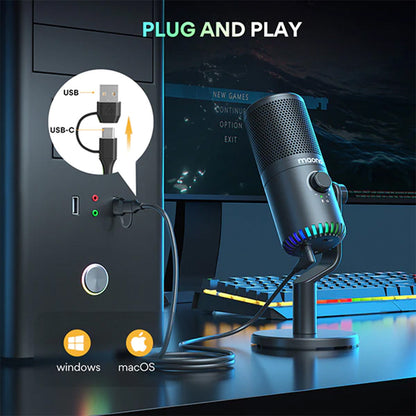 Maono 閃克 DM30 RGB 電容式麥克風