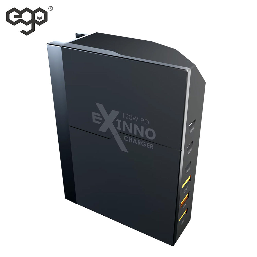 EGO EXINNO 120W 即時輸出顯示 6端 USB充電器 EX120-KR