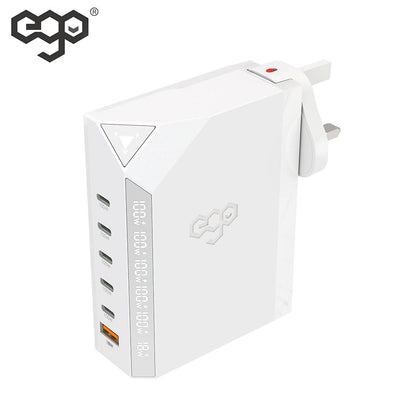 EGO EXINNO+ 180W 即時輸出顯示 6洞USB充電器