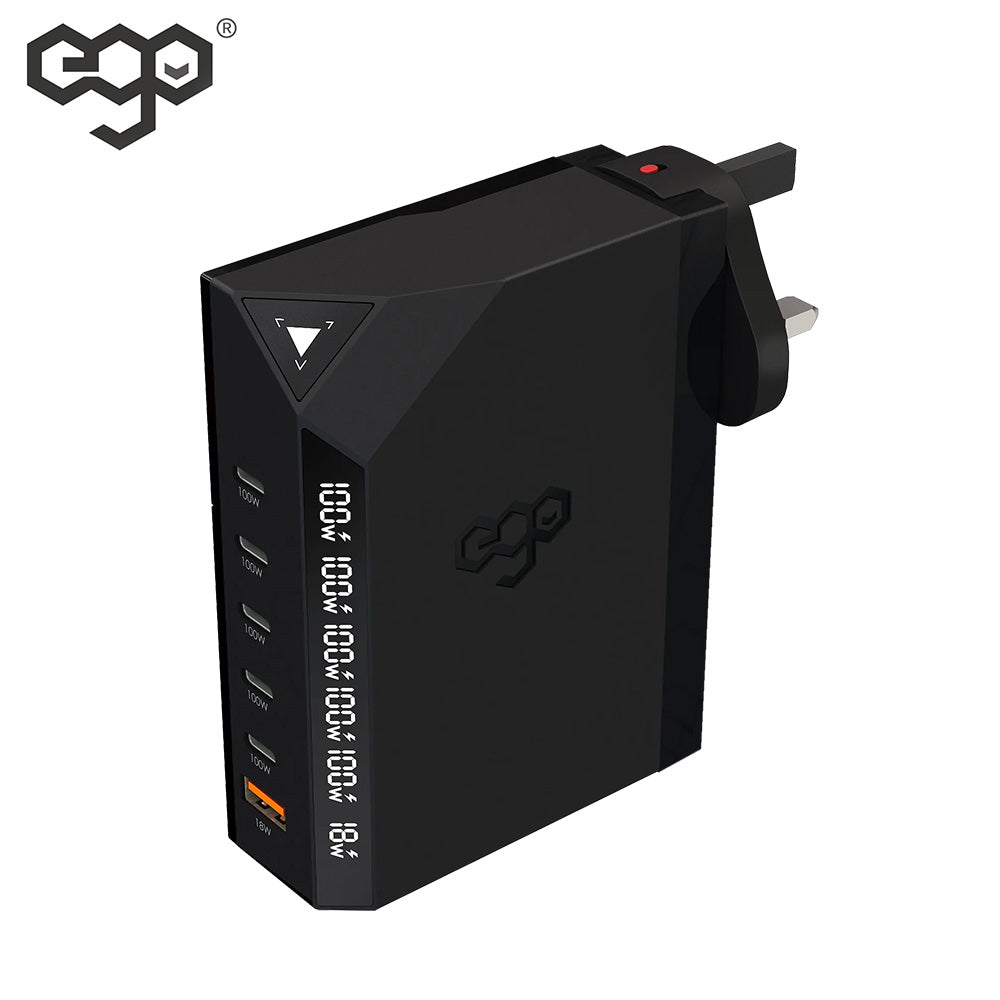 EGO EXINNO+ 180W 即時輸出顯示 6洞USB充電器