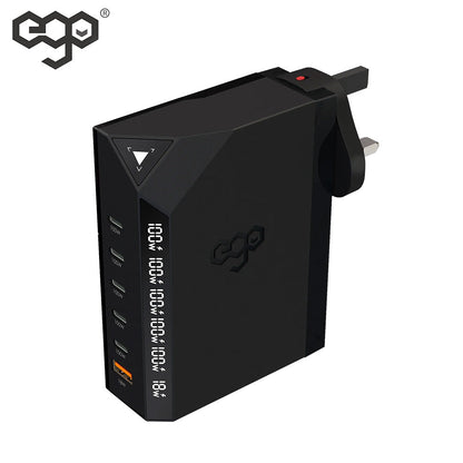 EGO EXINNO+ 180W 即時輸出顯示 6洞USB充電器