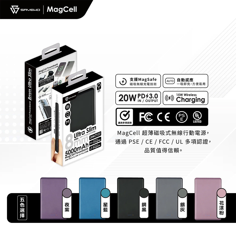 SAVEWO 救世 MagCell 超薄磁吸式無線行動電源