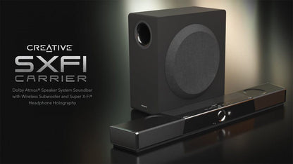 Creative SXFI CARRIER Dolby Atmos Soundbar + 重低音喇叭