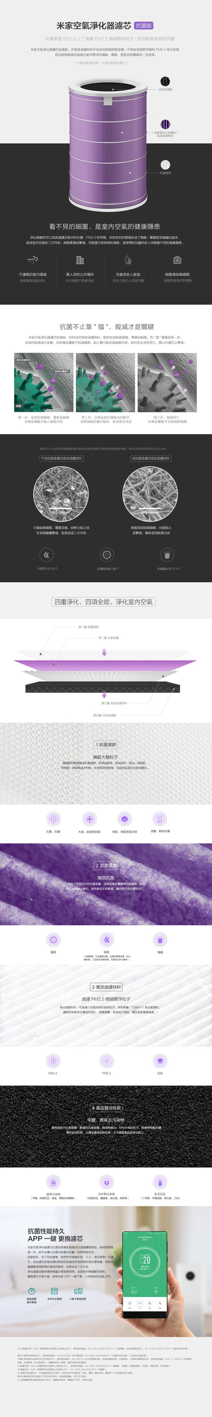 Xiaomi 小米 米家空氣淨化器濾芯 抗菌版